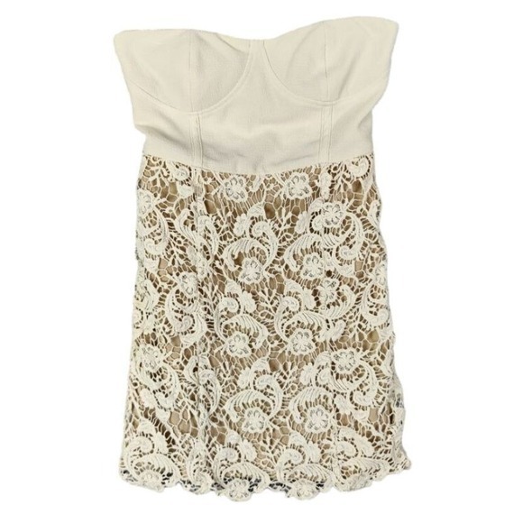 Urban Outfitters Dresses & Skirts - Pins Needles Women Fairy Cottage Romantic Chic Lace Strapless Mini Dress 2 Cream